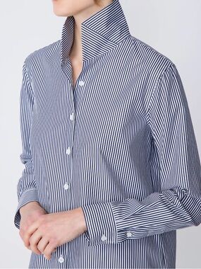 kal Rieman Ginna Box Pleat Collar Cotton Button Down Shirt Size 6